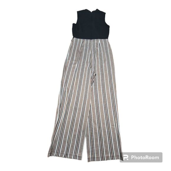 Eat. 1946 Jumpsuit Sleeveless High Neck Wide Flare Legs Striped Pants Size 10 - Picture 2 of 8